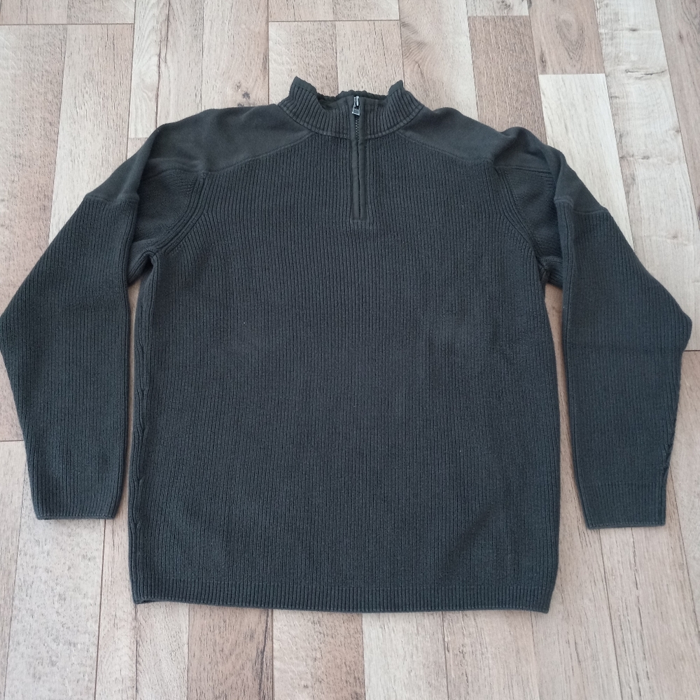 Orvis Signature Collection Men's Medium Pullover Mock Neck Sweater 1/4 Zip Green
